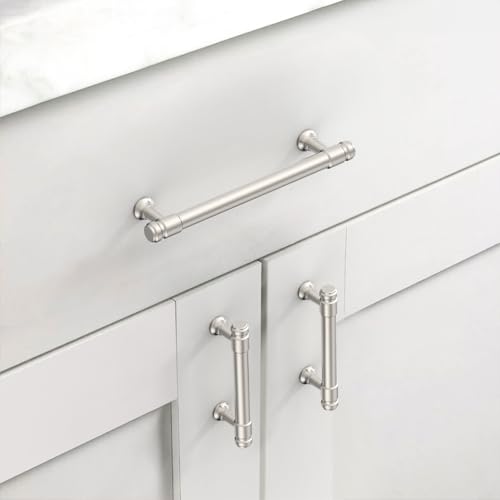 Asidrama 10 Pack 5 Inch Brushed Satin Nickel Kitchen Cabinet Handles - color: Brushed Satin Nickel, size: 5" Hole Center(128mm)