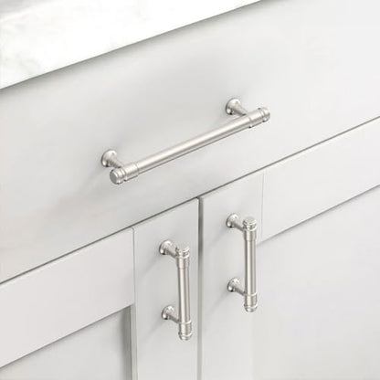 Asidrama 10 Pack 5 Inch Brushed Satin Nickel Kitchen Cabinet Handles - color: Brushed Satin Nickel, size: 5" Hole Center(128mm)