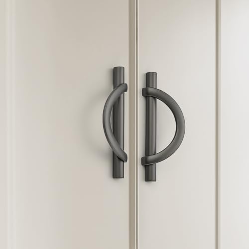 HOME EDIT Pearl Grey Cabinet Pulls Curved, 3-3/4 Inch/96 mm, 10 Pack - color: Pearl Grey, size: 3-3/4 Inch Hole Center