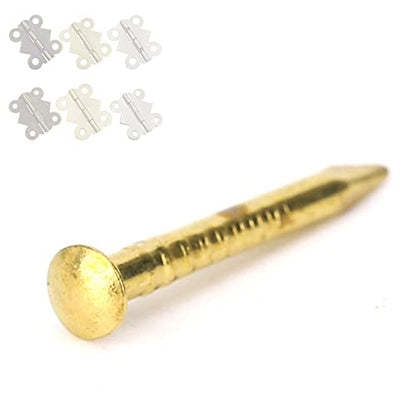 HEEPDD 100Pcs Brass Escutcheon Tacks, Round Head Brass Brad Nail (15mm) - color: 15mm Length