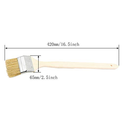 65mm/2.5 inch Brush Head Width Long Wood Handle Metal Ferrule Bent Paint Brush Radiator Brush Beige 704#(2Pcs) - size: 2.5inch