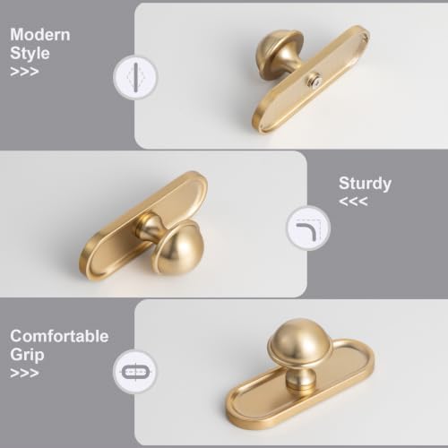 6Pack Champagne Bronze Cabinet Knobs with Backplate Drawer knobs - color: Champagne Bronze, style: Recessed Edge