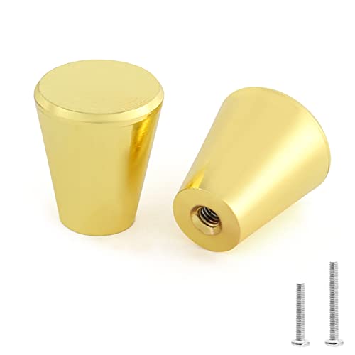 Uenhoy 12 Pack Polished Gold Cabinet Knobs, Gold Drawer Knobs, Cone Shaped Solid Dresser Knobs for Cabinet Cupboard Dresser Drawer - color: Gold