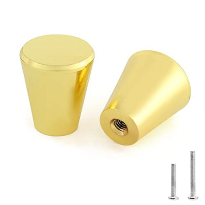 Uenhoy 12 Pack Polished Gold Cabinet Knobs, Gold Drawer Knobs, Cone Shaped Solid Dresser Knobs for Cabinet Cupboard Dresser Drawer - color: Gold