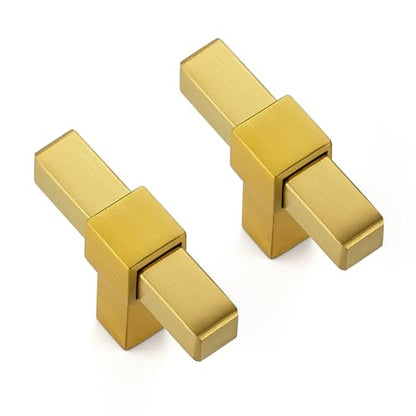 HOME EDIT 10 Pack Brushed Brass Cabinet Knobs 2 Inch Gold Drawer Knobs - color: Brushed Brass square