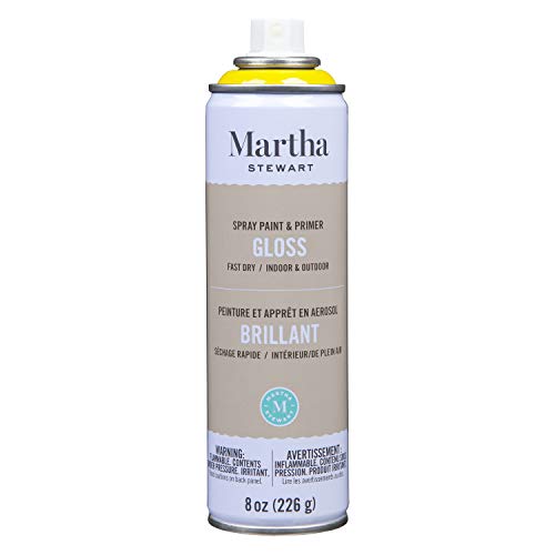 MARTHA STEWART Paint & Primer 8oz Spray Paint, Gloss Meyer Lemon Yellow (42891) - color: Gloss Meyer Lemon Yellow