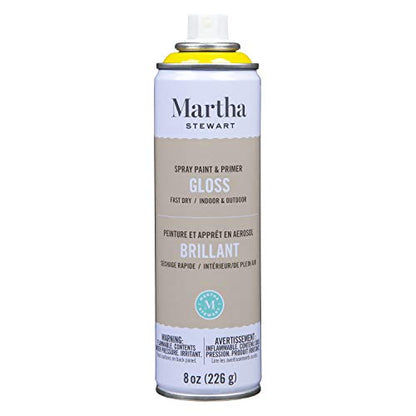 MARTHA STEWART Paint & Primer 8oz Spray Paint, Gloss Meyer Lemon Yellow (42891) - color: Gloss Meyer Lemon Yellow