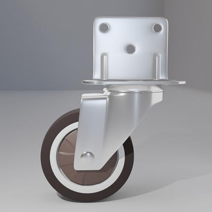2 Inch Side Mount Casters 4-Pack with 2 Swivel & 2 Brake, L-Shape Plate for Furniture, Cabinets, Coffee Tables, Plant Stands, Smooth Rolling Quiet Light Duty Rubber Wheels