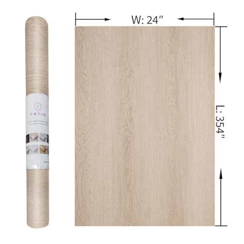 24x354in Wide Light Brown Wood Contact Paper Peel and Stick Countertop Oak Walnut Textured Wallpaper Beige Wood Vinyl Wrap Air Guide Slot Design Matte Thickened Self-Adhesive Waterproof Wall Sticker - color: Light Brown, size: 24" x 354"