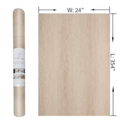 24x354in Wide Light Brown Wood Contact Paper Peel and Stick Countertop Oak Walnut Textured Wallpaper Beige Wood Vinyl Wrap Air Guide Slot Design Matte Thickened Self-Adhesive Waterproof Wall Sticker - color: Light Brown, size: 24" x 354"