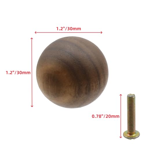 T Tulead 6 Pcs Wood Ball Knobs 1-1/5 Inch Round Wooden Drawer Knobs - style: Manual