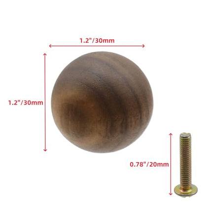 T Tulead 6 Pcs Wood Ball Knobs 1-1/5 Inch Round Wooden Drawer Knobs - style: Manual
