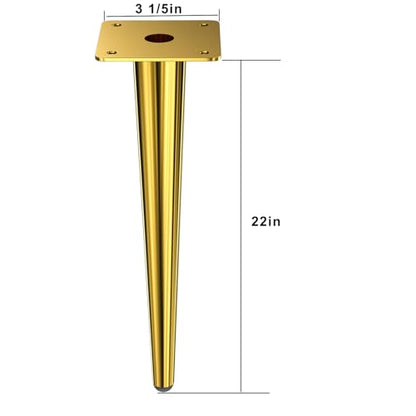 Osring 22 Inch Furniture Table Legs Straight, Gold Metal Coffee Table Feet - size: 22 Inch