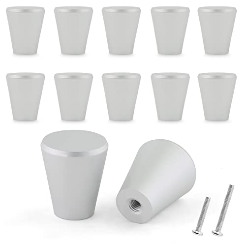 Uenhoy 12 Pack Cone Shaped Cabinet Knobs Aluminum Alloy Pulls Matte Silver - color: Matte Silver