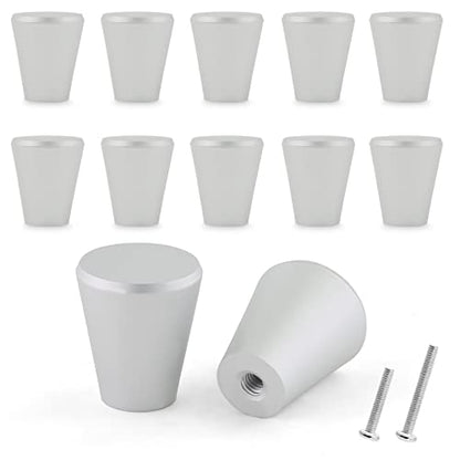 Uenhoy 12 Pack Cone Shaped Cabinet Knobs Aluminum Alloy Pulls Matte Silver - color: Matte Silver