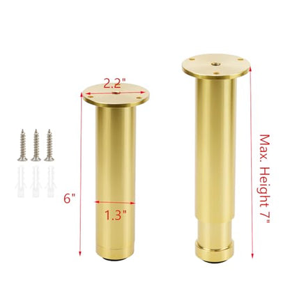 4 Pcs Gold Adjustable Furniture Feet, Height 15cm/6" - color: Gold, size: 6 inch