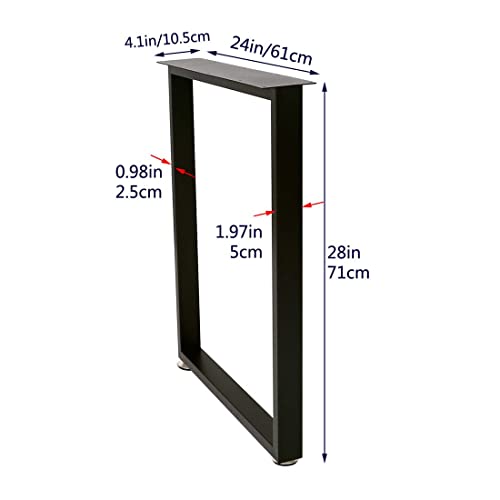 DR.IRON Metal Black Table Legs 28''H*24''W, Heavy Duty Desk Legs, Set of 2