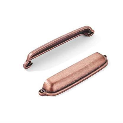 khtumeware 10 Pack Antique Copper Cup Pulls 5 Inch Center to Center - Cabinet & Drawer Handles for Kitchen Hardware - color: Antique Copper, size: 5"(128mm) Hole Center