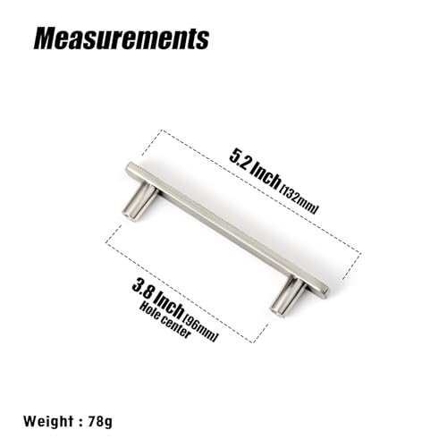 Goo-Ki 3-3/4 Inch （96mm） Hole Centers Luxurious & Sturdy Zinc Alloy Cabinet Handls,Satin Nickel Cabinet Pulls for Kitchen,Drawer,Cupboard & Wardrobe,6 Pack - color: Satin Nickel, size: 3.8 inch (96 mm) Hole Centers, style: Pulls With No Backplate