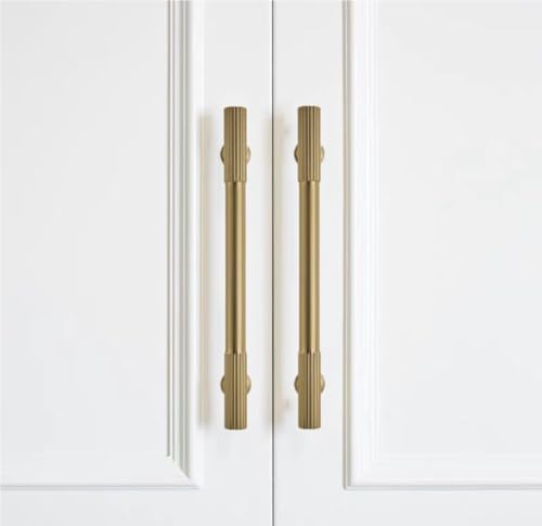 10Pack 4Inch Hole Center Brushed Brass Cabinet Pulls Solid Heavy Duty Cabinet Pull is Suitable for Drawers Dressers Handles Kitchens Bathroom cabinets - color: Brushed Brass, size: 4 Inch(102mm) hole center