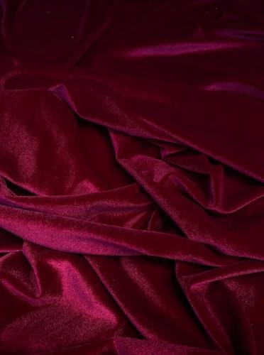 Premium Stretch Velvet Fabric by The Yard - Wrinkle-Resistant - Soft - Upholstery Fabric - Polyester Spandex Blend - for Clothing and Crafts - Resistant – 58-60 Inches Wide (Burgundy, 1 Yard) - color: Burgundy, size: 1 Yard