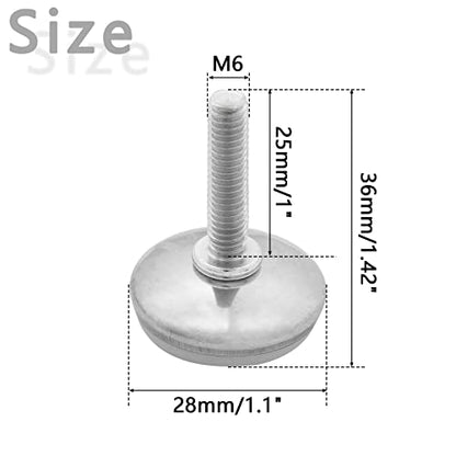 20Pcs M6 Thread Furniture Levelers M6 Table Leveling Feet Adjustable Leveler Feet Screw On Furniture Glide Leveling for Chairs, Table, Cabinets, M6 x 25mm Thread Rod - size: M6 x 25mm, 20Pcs