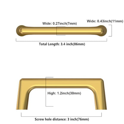 Asidrama 10 Pack 3 Inch(76mm) Vibrant Brushed Moderne Brass Cabinet Pulls Heavy-Duty Solid Kitchen Cabinet Handles Drawer Hardware for Bathrooms Cabinets 3307 - color: Vibrant Brushed Moderne Brass, size: 3" Hole Center, style: 10 Pack