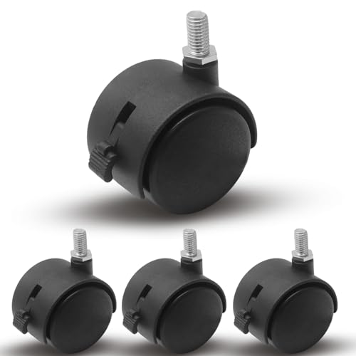 Zorfeter 1.5 Inch M8 Threaded Stem Casters Wheels, Black, Set of 4 - style: 1.5 Inch Stem Casters