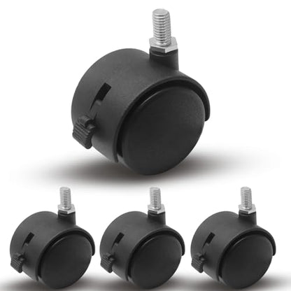 Zorfeter 1.5 Inch M8 Threaded Stem Casters Wheels, Black, Set of 4 - style: 1.5 Inch Stem Casters