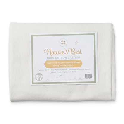 Quilt Batting for Throw Blankets, 65" x 72" | 100% Cotton – No Poly Scrim or Resin | Medium Weight Batting Roll for Stuffing Blankets and Quilting Supplies - size: Throw