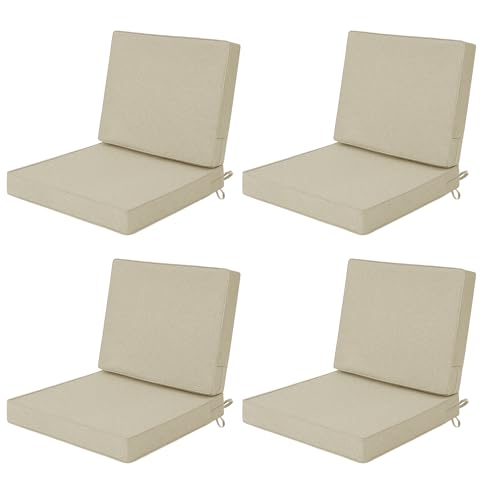 Outdoor Chair Cushions Set of 4, 22 x 22 Inch, Beige, Deep Seat - color: Beige, size: 22" x 22" 4 Pack