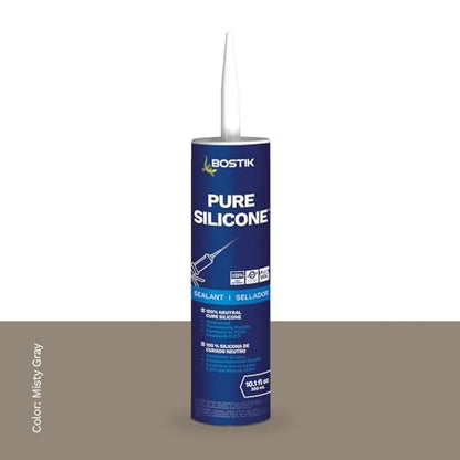 BOSTIK Pure Silicone Misty Gray 10.1oz Silicone Caulk & - 1 Cartridge - color: Misty Gray