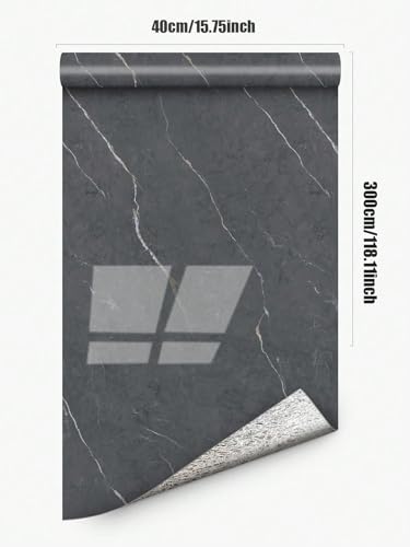 Chejiaye Marble Peel and Stick Wallpaper 2.4mm Thick, Waterproof Self-Adhesive Contact Paper for Kitchen Backsplash, Countertop, Bathroom Vanity, Cabinet(15.7x118 Inch,Grey) - color: Grey Marble