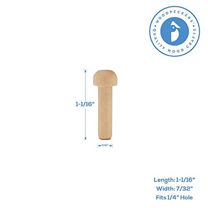 Wood Axle Pegs 1-1/16-inch, Pack of 25 Mini Wooden Pegs for Train Craft, Fits 1/4-inch Hole Wooden Wheels for Crafts, by Woodpeckers - size: 1-1/16 inch