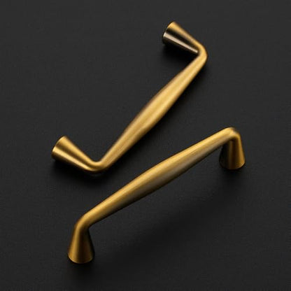 Ravinte Brushed Brass Cabinet Handles Solid Handles,3-1/2 Inch,10 Pack - color: Brushed Brass, size: 3-1/2 Inches Hole Center