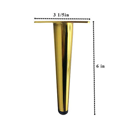 Osring 6 Inch Furniture Table Legs Straight, Gold Metal Coffee Table Feet - size: 6 Inch