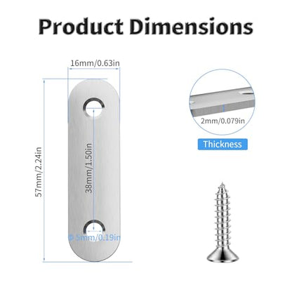 4pcs 57mm Flat Plate Straight Brackets - size: 4Pcs 57 Straight
