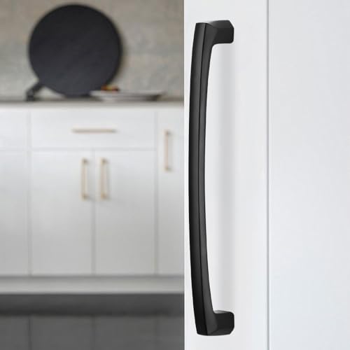10 Pack 7-1/2 Inch(192mm) Kitchen Cabinet Handles Matte Black Cabinet Pulls Zinc Alloy Drawer Pulls Solid Kitchen Hardware - color: Matte Black, size: 7-1/2'' Hole Center(192mm)