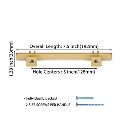 Goldenwarm Gold Cabinet Pulls 5" Brushed Brass Cabinet Pulls 10 Pack - color: Matte Gold, size: 5 Inch Hole Centers