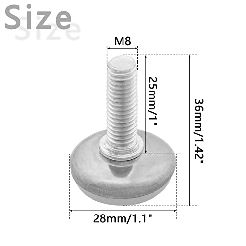 20Pcs M8 Thread Furniture Levelers M8 Table Leveling Feet Adjustable Leveler Feet Screw On Furniture Glide Leveling for Chairs, Table, Cabinets, M8 x 25mm Thread Rod - size: M8 x 25mm, 20Pcs