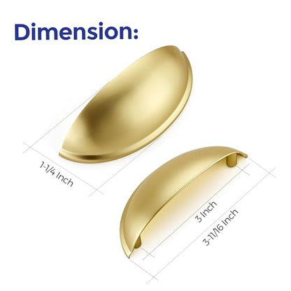 Ravinte Brushed Gold Drawer Pulls Cabinet Cup Pulls 3 Inch 5 Pack - color: Brushed Gold