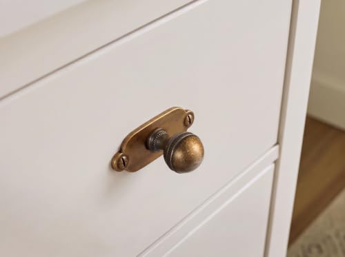 Goo-Ki Cabinet Knobs with Backplate, Antique Brass, 6 Pack - color: Antique Brass, style: Industrial Rivet Style