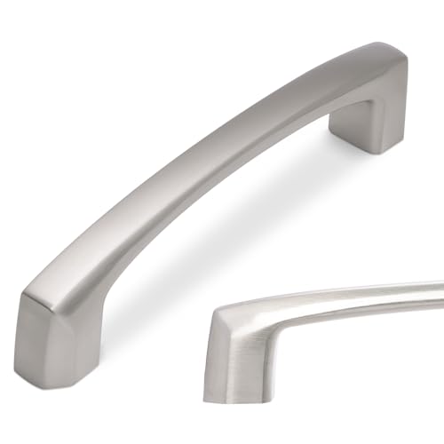 10 Pack 3-3/4 Inch Kitchen Cabinet Handles Brushed Satin Nickel Cabinet Pulls Silver Drawer Pulls Zinc Alloy Kitchen Hardware - color: Brushed Satin Nickel, size: 3-3/4'' Hole Center(96mm)