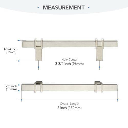 HOME EDIT 3-3/4 inch Brushed Nickel Cabinet Handles, 10 Pack Kitchen Cabinet Handles Drawer Pulls Zinc Alloy Square Bar Kitchen Pulls - color: Brushed Nickel, size: 3-3/4 Inch Hole Center