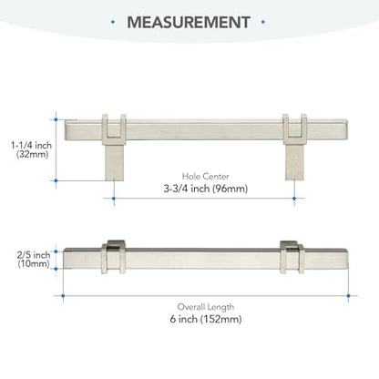 HOME EDIT 3-3/4 inch Brushed Nickel Cabinet Handles, 10 Pack Kitchen Cabinet Handles Drawer Pulls Zinc Alloy Square Bar Kitchen Pulls - color: Brushed Nickel, size: 3-3/4 Inch Hole Center