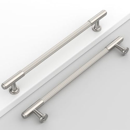 Brushed Satin Nickel Cabinet Handles Kitchen Pulls 7.5 Inch 10 Pack - color: Brushed Satin Nickel, size: 7.5" Hole Center