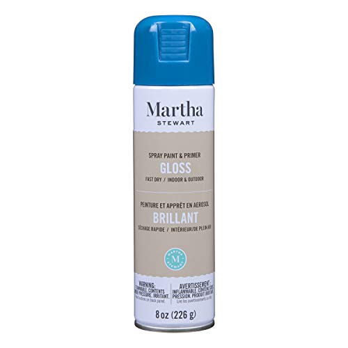 MARTHA STEWART Paint & Primer 8oz Spray Paint, Gloss French Riviera (42901) - color: Gloss French Riviera