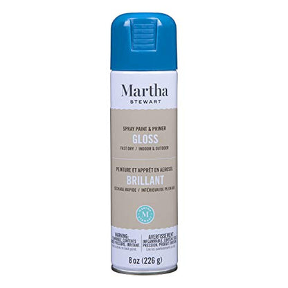 MARTHA STEWART Paint & Primer 8oz Spray Paint, Gloss French Riviera (42901) - color: Gloss French Riviera