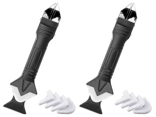 2 Pack 3-IN-1 Caulk Tool for Removal and Application, for Bathroom, Kitchen, Flooring, Windows, Sinks and Frames Seal