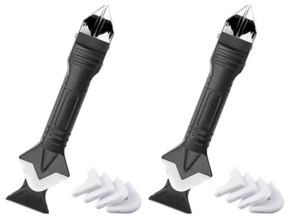 2 Pack 3-IN-1 Caulk Tool for Removal and Application, for Bathroom, Kitchen, Flooring, Windows, Sinks and Frames Seal